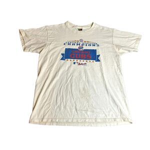 VTG Chicago Cubs‎ Shirt Adult Large White Central Division Champs Y2K MLB Mens